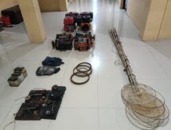 Polres Tulang Bawang Barat Tangkap Delapan Pelaku Penangkap Ikan Menggunakan Alat Setrum