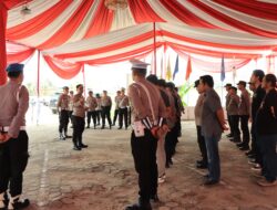 Amankan Rapat Pleno Penetapan Calon Kepala Daerah Personil Polres Tulang Bawang Barat Lakukan Apel Pengamanan