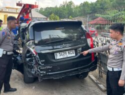 Sat Lantas Polres Tulang Bawang Barat Cek TKP Dan Tangani Kecelakaan Lalu Lintas di Jalan Tol Tiyuh Mekar Sari Lambu Kibang,Yang Menewaskan 2 Orang Penumpang