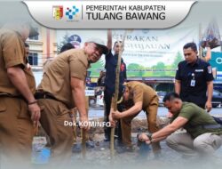 Wakil Bupati Tulang Bawang Gelar Gerakan Penghijauan dengan Penanaman Pohon Tabebuya di Pasar Unit 2
