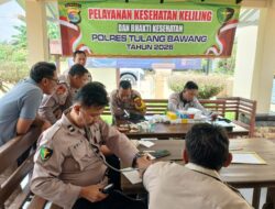 Sidokkes Polres Tulang Bawang Gelar Kegiatan Pelayanan Kesehatan Keliling di Mako Polsek Dente Teladas