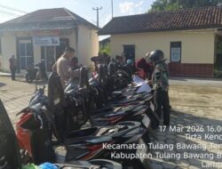 Polsek Tulang Bawang Tengah Terima Titipan Belasan Sepeda Motor dari  Pemudik