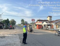 Wujud Pelayanan Prima, Sat lantas Polres Tulang Bawang Barat Laksanakan Pam Rawan Pagi Membantu Kelancaran Masyarakat