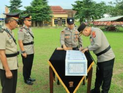 Kapolres Tulang Bawang Barat Pimpin Upacara Serah Terima Jabatan Kabag Ops, Kapolsek Tumijajar dan Kapolsek Gunung Agung